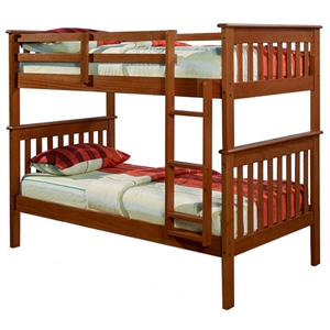Luciana Mission Twin Bunk Bed - Light Espresso Finish, Bunkie Ready 