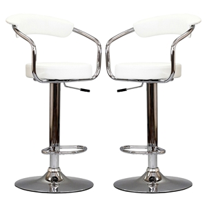 Diner Faux Leather Bar Stools - White (Set of 2) 