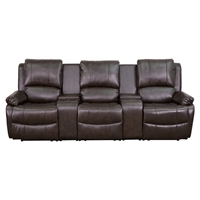 Allure Series 3-Seat Leather Recliner - Brown, Cup Holders