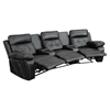 Reel Comfort Series 3-Seat Leather Recliner - Black, Curved Cup Holders - FLSH-BT-70530-3-BK-CV-GG