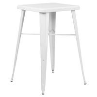 23.75" Square Metal Table - Bar Height, White