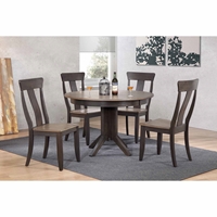 5 Pieces Contemporary Dining Set - Panel Back, Wood Seat, Gray Stone and Black Stone