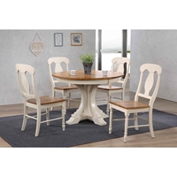 5 Pieces Deco Dining Set - Poleon Back, Wood Seat, Caramel and Biscotti