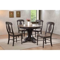 5 Pieces Deco Dining Set - Poleon Back, Wood Seat, Gray Stone and Black Stone