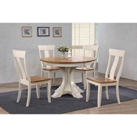5 Pieces Deco Dining Set - Panel Back, Wood Seat, Caramel and Biscotti