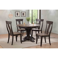5 Pieces Deco Dining Set - Panel Back, Wood Seat, Gray Stone and Black Stone