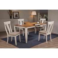 5 Pieces Rectangle Dining Set - Panel Back, Padded Seat, Caramel and Biscotti