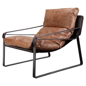 Connor Leather Club Chair - Brown 