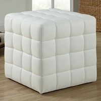 Rammstein Cube Ottoman - Square Tufts, White