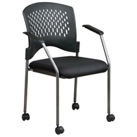 Pro-Line II Stacking Ventilated Back Rolling Visitor's Chair with Nylon Arms
