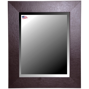 Wall Mirror - Wide Brown Leather Frame, Beveled Glass 
