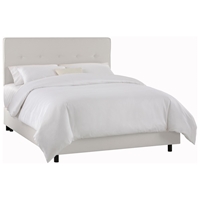 Cassiopeia Upholstered Bed - Twill, Button Accents, White