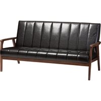 Nikko Faux Leather Sofa - Black