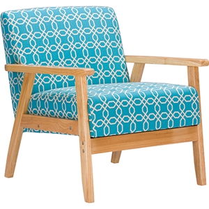 Francis Patterned Fabric Armchair - Light Blue 