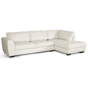 Orland Sectional Sofa - White Leather, Right Facing Chaise 