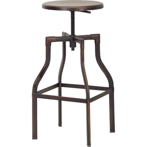 Architects Backless Bar Stool - Adjustable Height, Antiqued Copper 