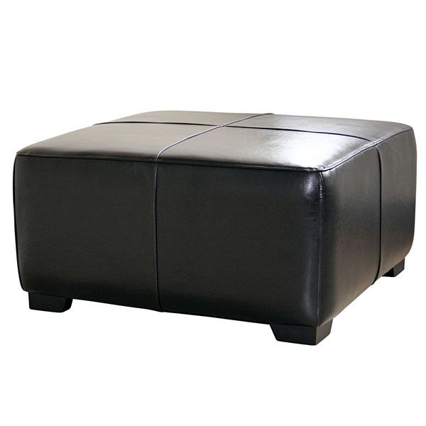 Willow Full Leather Ottoman in Black 