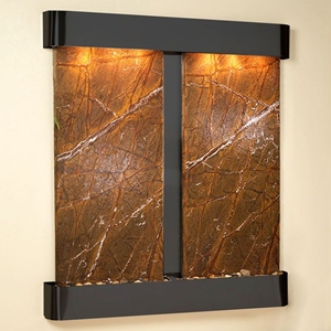Cottonwood Falls Rainforest Brown Wall Fountain - Blackened Copper Frame 