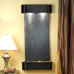 Cascade Springs Wall Fountain in Black Slate with Blackened Copper Frame 