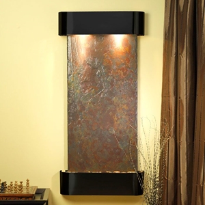 Cascade Springs Rajah Slate Wall Fountain with Blackened Copper Frame 