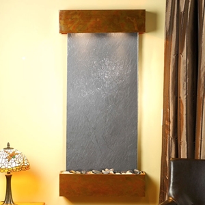 Cascade Springs Square Edge Copper Frame Wall Fountain in Black Featherstone 