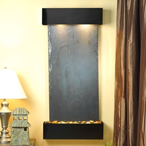 Cascade Springs Wall Fountain in Black Slate with Square Trim 