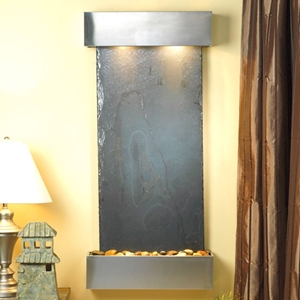 Cascade Springs Wall Fountain in Black Slate with Stainless Steel Frame 
