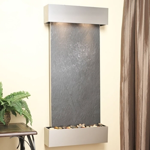 Cascade Springs Wall Fountain in Black Featherstone - Stainless Steel Frame 