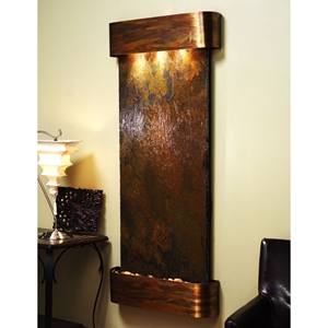 Inspiration Falls Black with Rust Slate Wall Fountain - Round Trim Copper Frame 