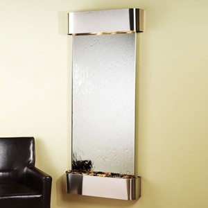Inspiration Falls Silver Mirror Wall Fountain - Round Trim Frame 