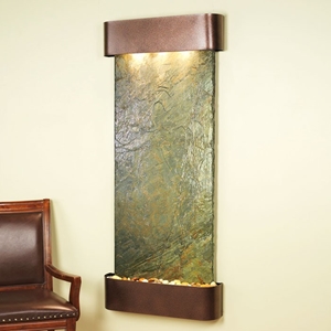 Inspiration Falls Wall Fountain in Green Slate with Copper Vein Frame 