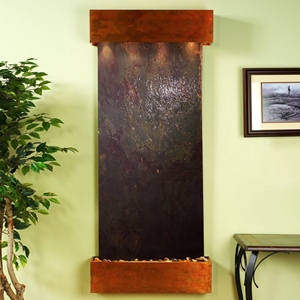 Inspiration Falls Square Edge Copper Frame Wall Fountain in Rajah Featherstone 