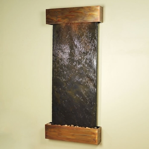 Inspiration Falls Black with Rust Slate Wall Fountain - Square Trim Copper Frame 