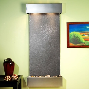 Inspiration Falls Black Featherstone Wall Fountain - Stainless Steel Frame 