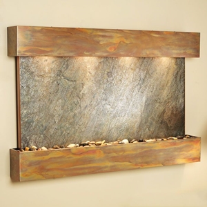 Sunrise Springs Green Featherstone Wall Fountain - Square Edge Copper Frame 