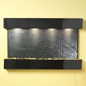 Sunrise Springs Black Slate Wall Fountain with Square Trim 