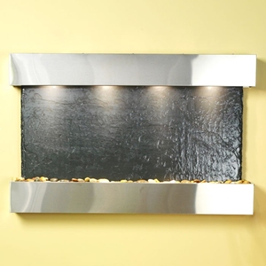 Sunrise Springs Black Slate Wall Fountain with Stainless Steel Frame 