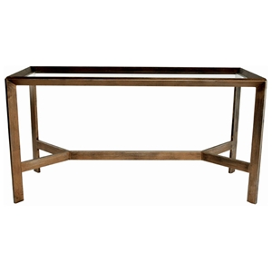 Denise Metal Console Table - Frisk Gold, Glass Inlay Top 