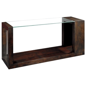 Dado Console Table - Espresso, Wood & Clear Glass Top 