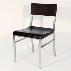 Force Side Chair - Brushed Stainless Steel, Mocha on Oak 