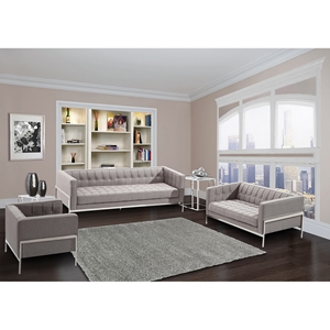 Andre Contemporary Sofa Set - Gray Tweed 