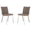 Cafe Dining Chair - Gray, Walnut Back, Brushed Stainless Steel (Set of 2) - AL-LCCACHGRB201