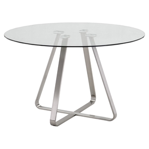 Cameo Modern Dining Table - Glass Top, Stainless Steel 
