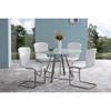 Cameo Modern Dining Table - Painted Glass Top, Stainless Steel - AL-LCCADIWHGLTO