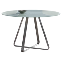 Cameo Modern Dining Table - Painted Glass Top, Stainless Steel