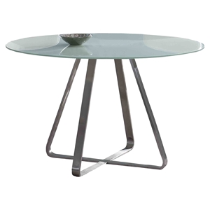 Cameo Modern Dining Table - Painted Glass Top, Stainless Steel 