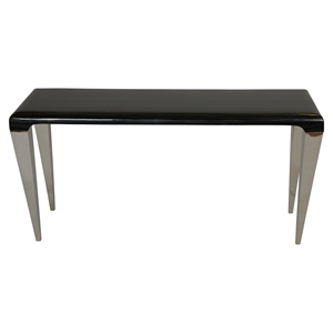 Chow Contemporary Console Table - Stainless Steel, Black Marble Top 