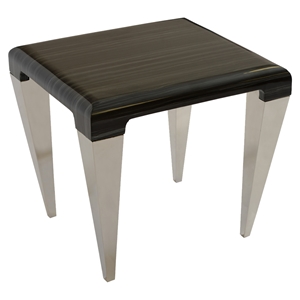 Chow Contemporary End Table - Stainless Steel, Black Marble Top 