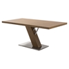 Fusion Contemporary Dining Table - Walnut Wood Top, Stainless Steel Base - AL-LCFUDIWATO