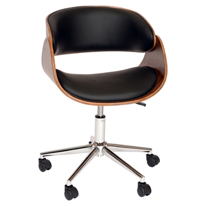 Julian Modern Chair - Caster, Black Seat, Walnut Veneer Back 